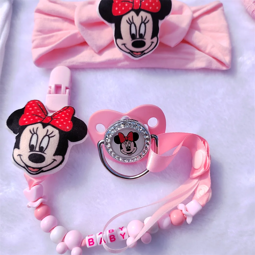 [Baby pacifier clip] Baby Clothing Newborn baby onesie Clothing Shoes bow Headband Mickey Mouse personalized print modeling