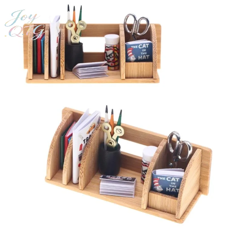 

Набор миниатюрных аксессуаров для кукольного домика: настольная книжная полка, органайзер для канцелярии, декор для дома, подставка для хранения, аксессуары для кукольного домика