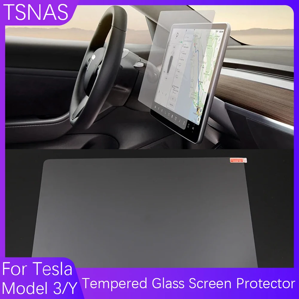 Tempered Glass Screen Protector Designed For Tesla Model 3/Y Dashboard Touchscreen Matte High Definition Anti Fingerprint