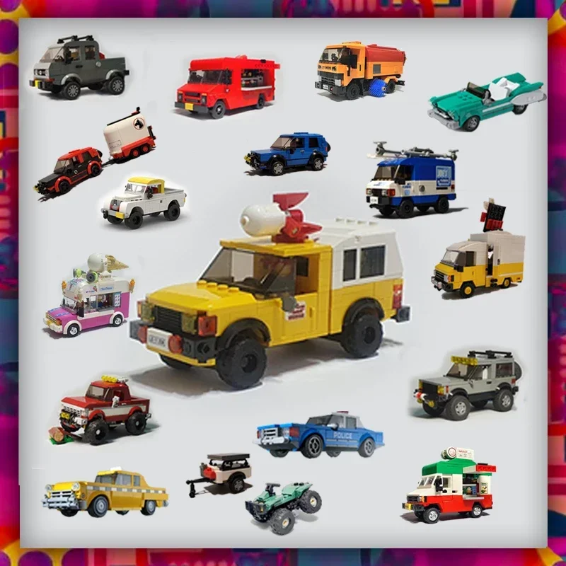 

htmoc City car Series Building Blocks camping van pick-up food truck suv supercar Road Sweeper blocks speed Bricks