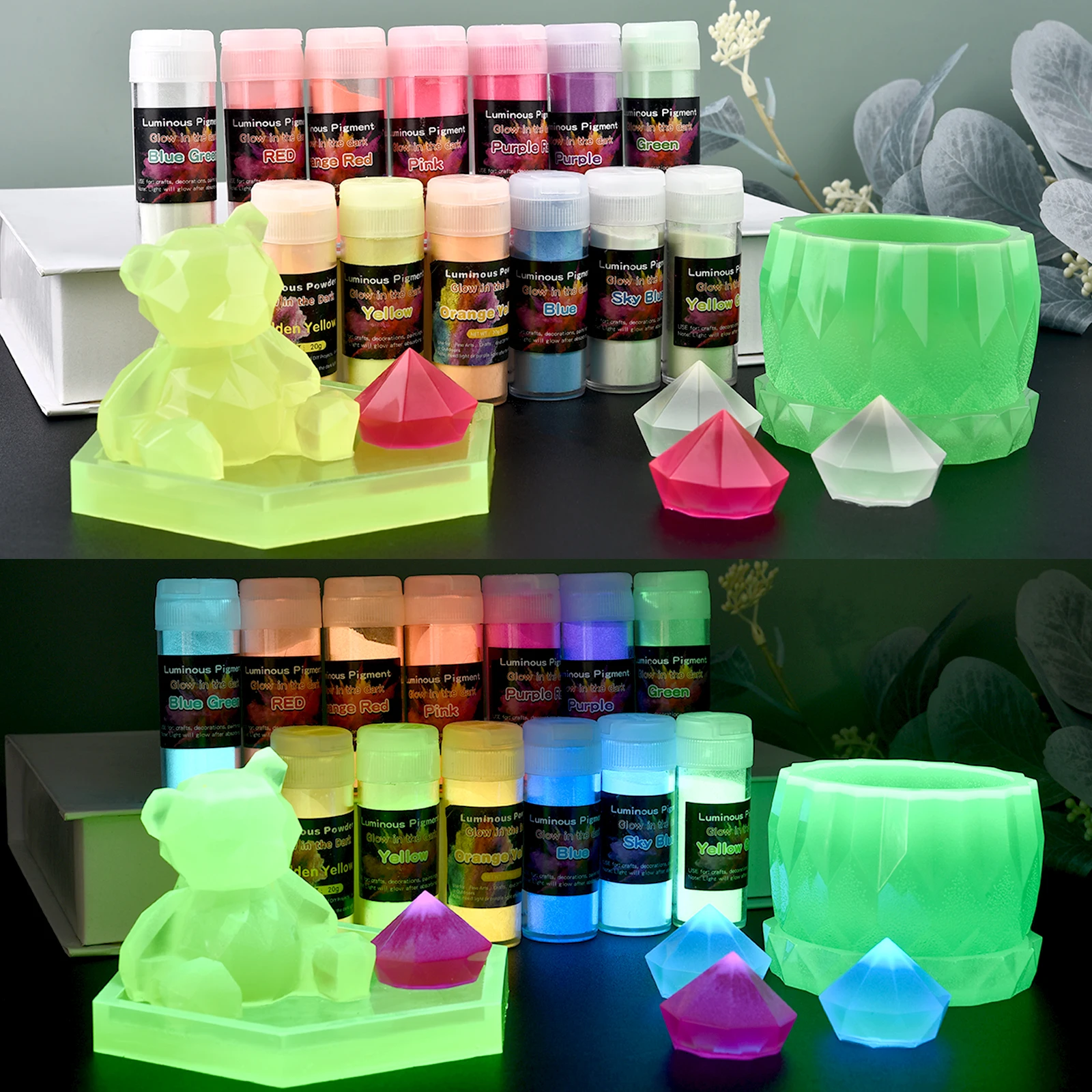 20ml/Bottle Luminous Powder Paint Epoxy Resin Pigment Glow In The Dark Fluorescent Powder DIY Party Resin Filler Resin Supplies