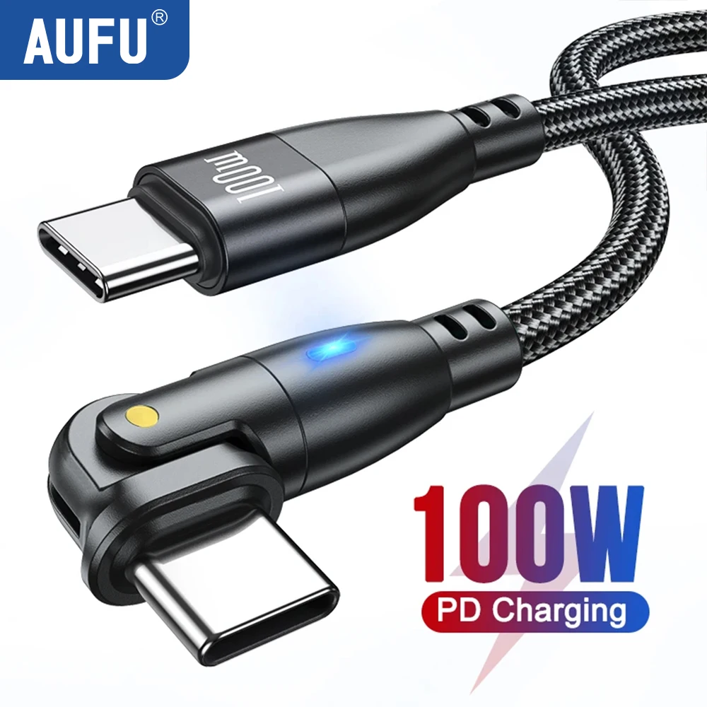 AUFU 100W USB C to Type C Cable USBC PD Fast Charging Wire Cord for MacBook Pro Xiaomi POCO Huawei iPad Samsung USB-C Cable 3M