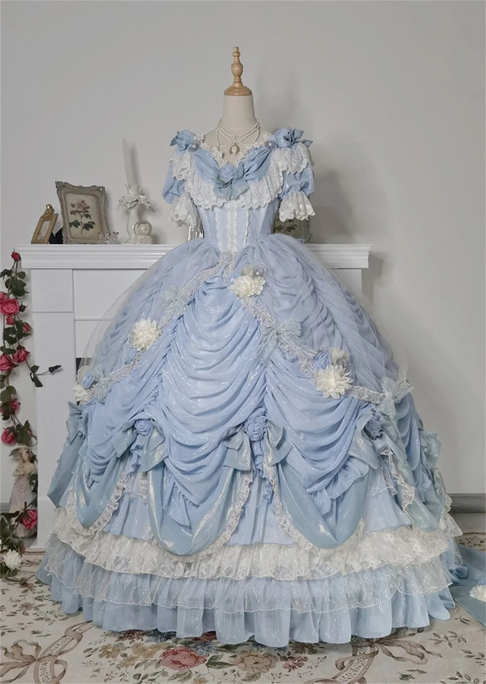 Luxury Queen Marie Antoinette Costume Romantic Rose Puffy Prom Dress Rococo Lolita Dress Vintage Victorian Princess Ball Gown