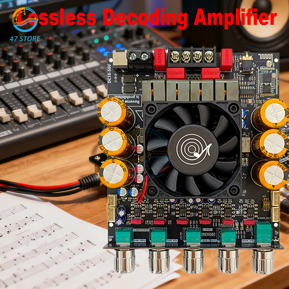 

Плата усилителя Bluetooth высокой мощности 18-50 В постоянного тока ZK-SUB1200Q TPA3255x2 600 Втx2 с сабвуфером для домашней аудио автомобильной звуковой системы