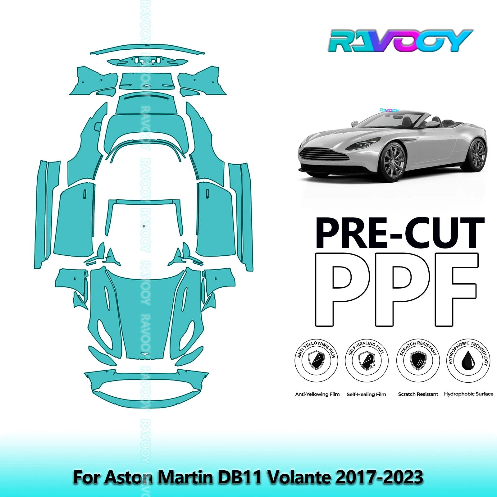 

Full Vehicle Clear Bra Precut PPF Paint Protection Film For Aston Martin DB11 Volante 2017-2023