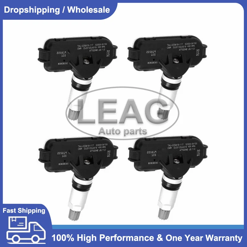 4Pcs 52933-3V100 529333V100 TPMS Tire Pressure Sensors For Hyundai  i40 VF Grandeur HG 2011 2012 2013 2014