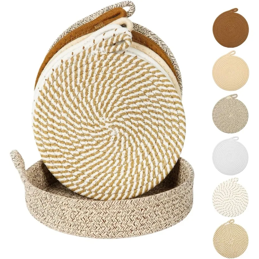 

8 Inch Trivets for Hot DishesTrivets for Hot Pots and Pans 6 Pcs with Storage Basket 1 Pack Quartz Countertops Hot Pads for Cou