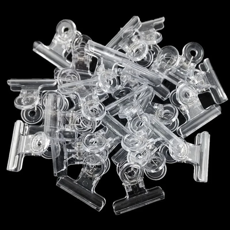 100PCS Plastic Bulldog Clips Set Kit Utility Paper Clips Kit Hinge Clips For Home, Office Use Clear