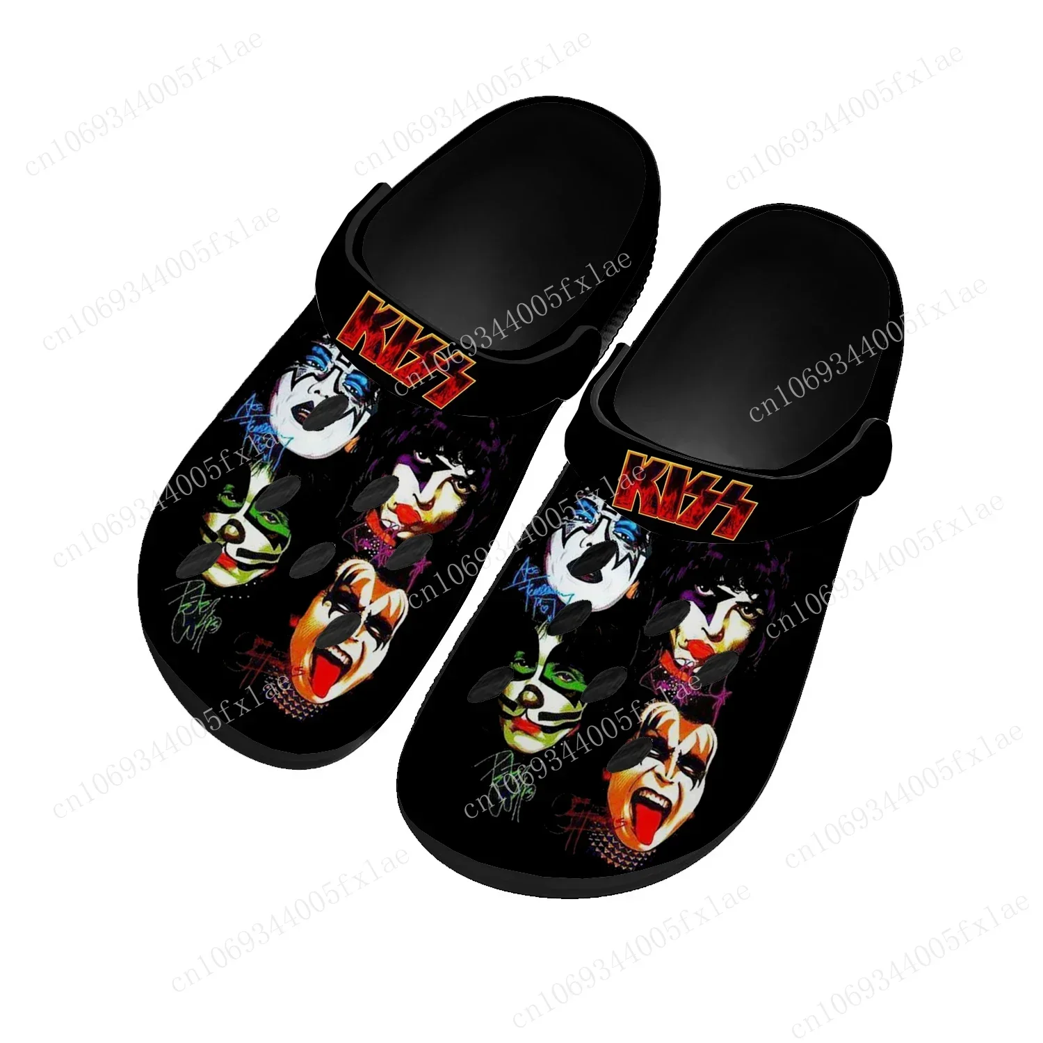 

Heavy Metal Rock Band Kiss Fashion Home Clogs Custom Water Shoes Mens Womens Teenager Shoes Clog Breathable Beach Hole Slippers