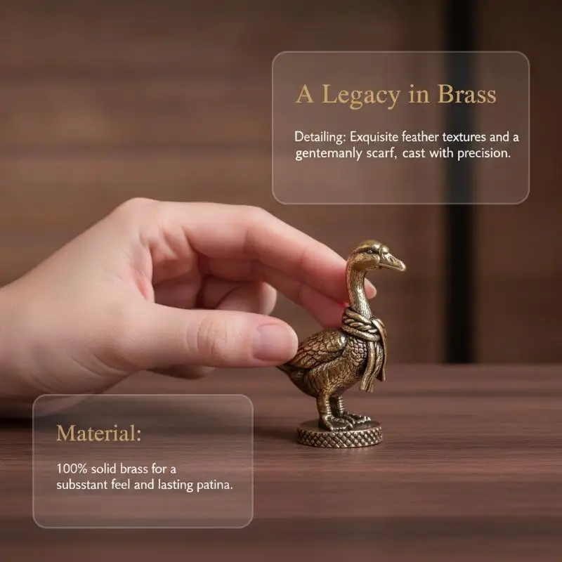 Ancient Brass Small Tea Pet Ornaments Scarf Goose Figurines Copper Home Decor