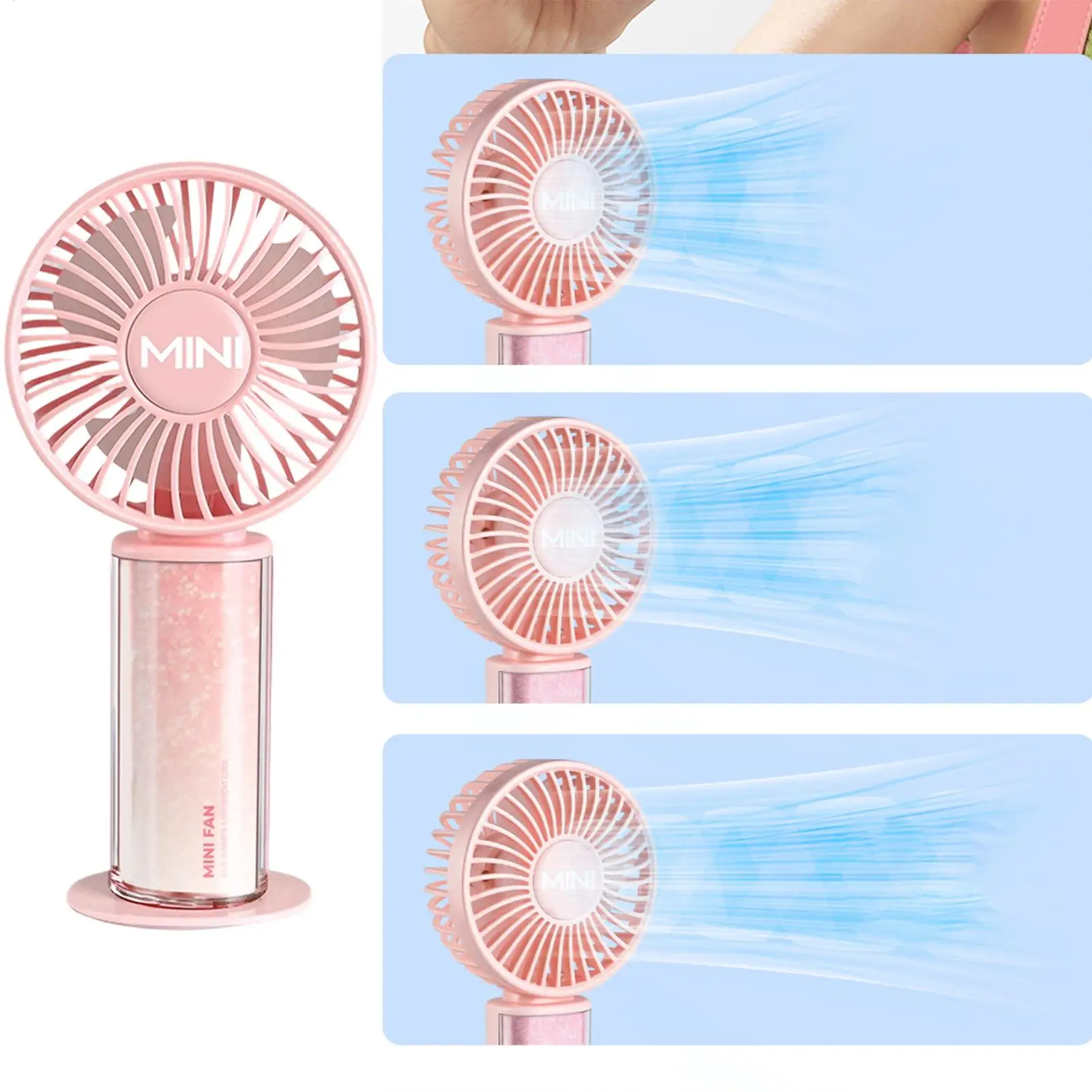 Portable Mini Fan USB Rechargeable Quiet Handheld Cooling Fan 3 Speeds mall Personal Fans for Travel Home Office School