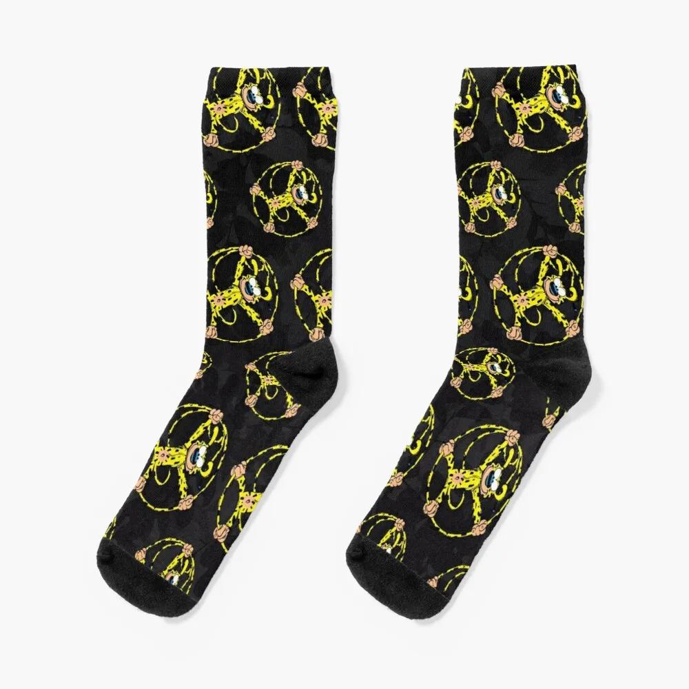 Marsupilami kaus kaki desain ekor hitam beroda kaus kaki lucu