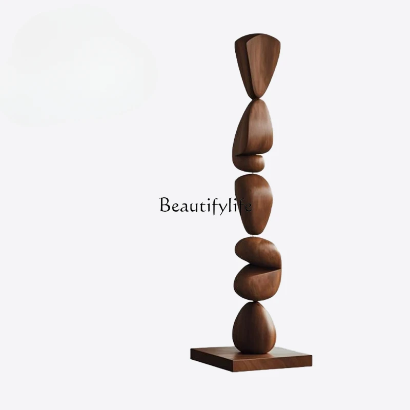

Living room floor-to-ceiling ornaments Abstract solid wood sculpture decorations Hotel sales office Soft decoration