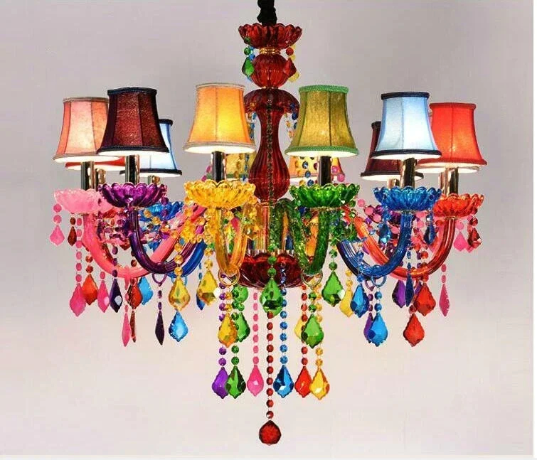 Image 4: Lustre en Cristal coloré salon pendentif Art éclairage lampe d'intérieur maison décorative salle De Cristal Lustres De Cristal