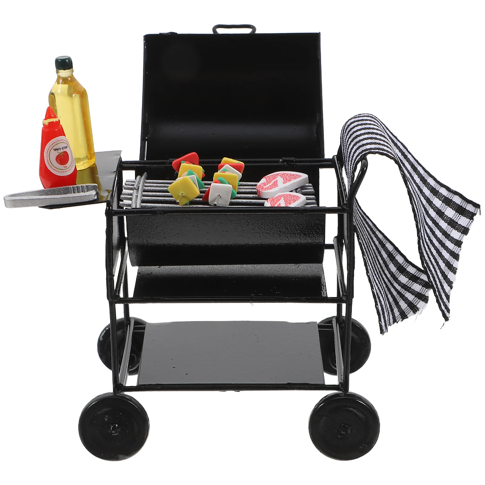Mini Grill House Miniature Kitchen Pretend Play Toy Cookware Room Decoration Bbq