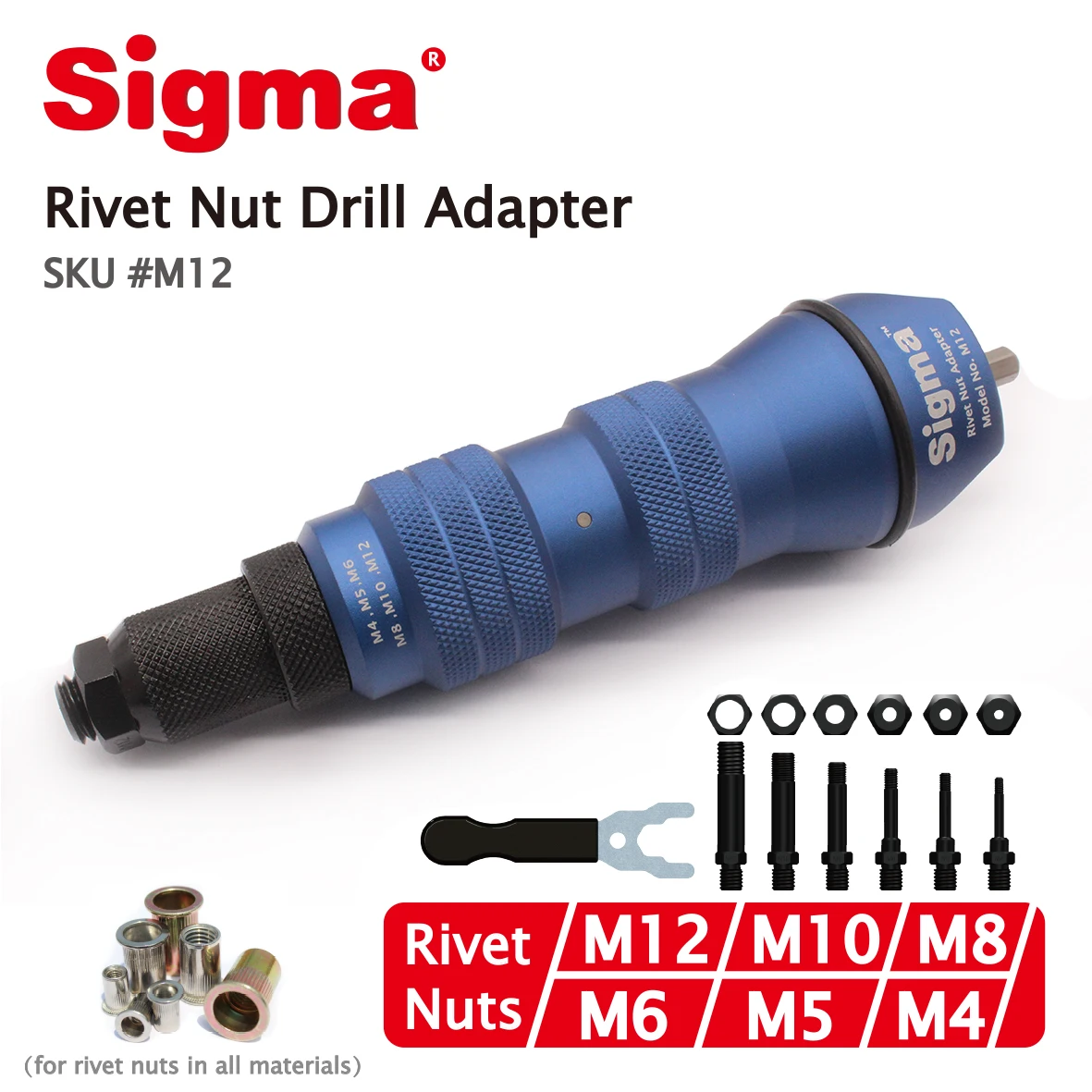 

Сигма # M12 HEAVY DUTY Резьбовая заклепка, гайка, адаптер для дрели, аккумуляторный или электрический электроинструмент, альтернативный пневматический пистолет для заклепок и гаек