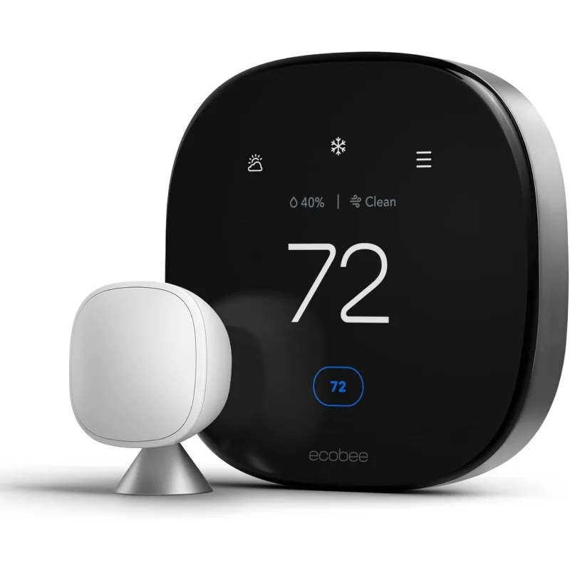 

Ecobee Новый интеллектуальный термостат премиум-класса с интеллектуальным датчиком и монитором качества воздуха — программируемый термостат Wi-Fi — работает с Siri