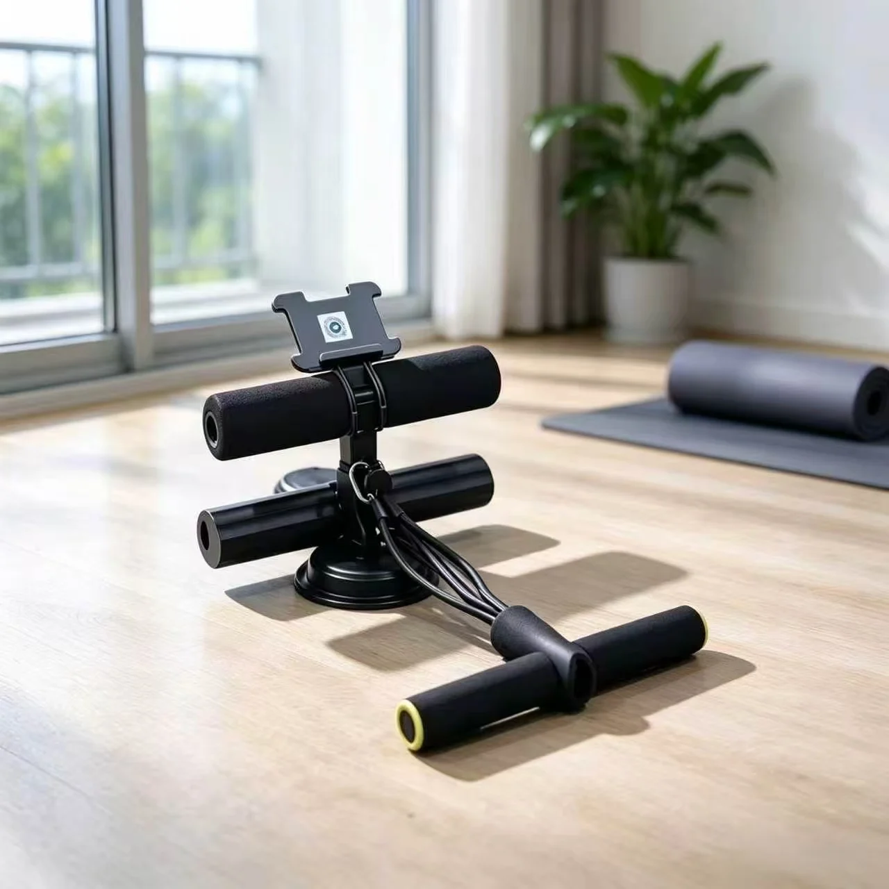 Soporte Ajustable para Tobillos con Ventosas, Equipo de Abdominales Portátil, Ideal para Entrenamiento Fitness en el Hogar