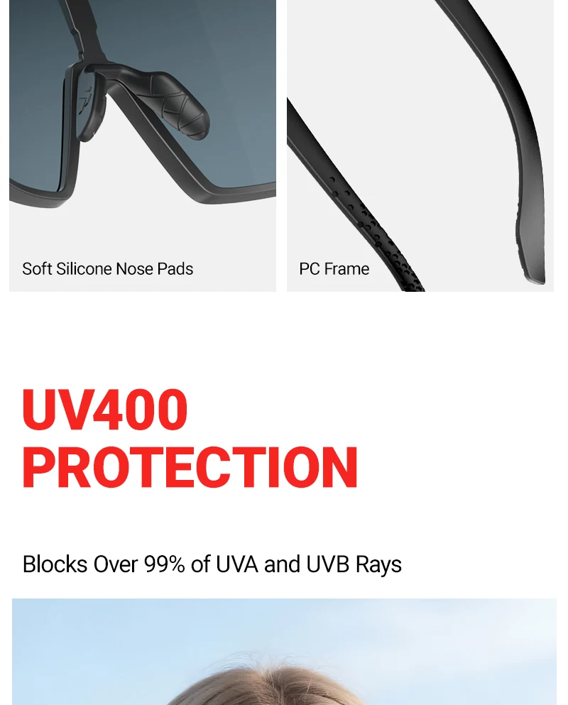 SCVCN Photochrome Sonnenbrille für Herren, Fahrradbrille, UV400n, Damen-Fahrbrille, MTB, Rennrad, Sport, Wandern, Eyewear, Laufen – Detail 9