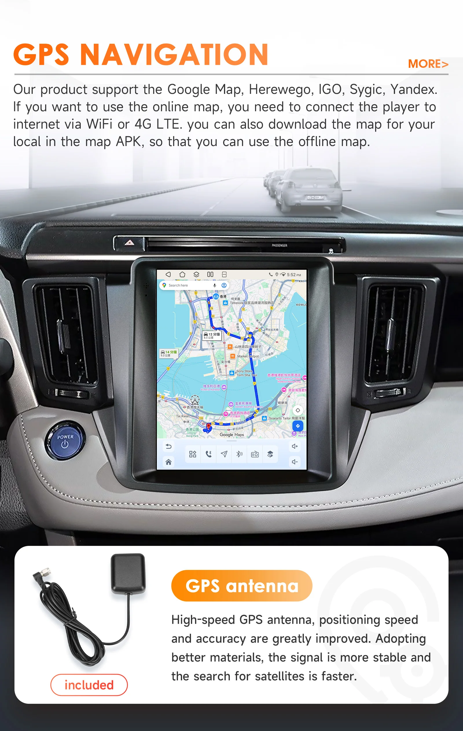Hizpo 9,7'' Autoradio für Toyota RAV4 2013-2018 Player CarPlay Android Auto GPS Bluetooth 4G Multimedia WIFI FM 360CAM Autoradio – Detail 33