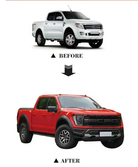 ranger Body Kit Conversion kit for ford ranger T6/T7/T8 2012-2021 upgrade to 2022 F150 Raptor style