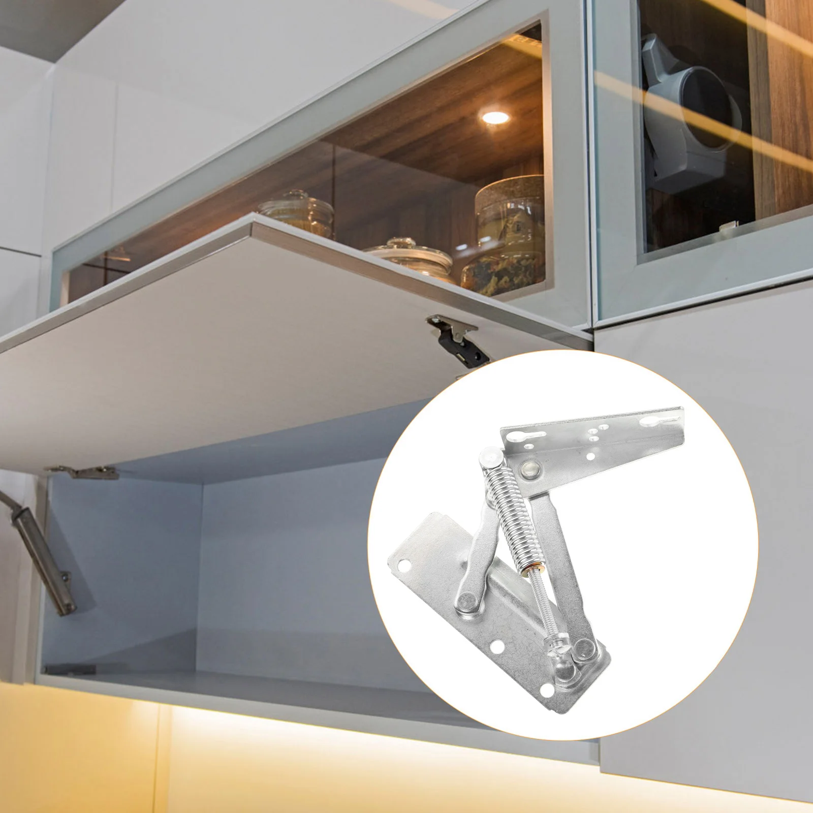 

1 Pair 85 Degree Spring Loaded Hinge Cabinet Door Bench Seat Folding Sofa Bed Corner Hinge Self Closing Lid Support Workbench