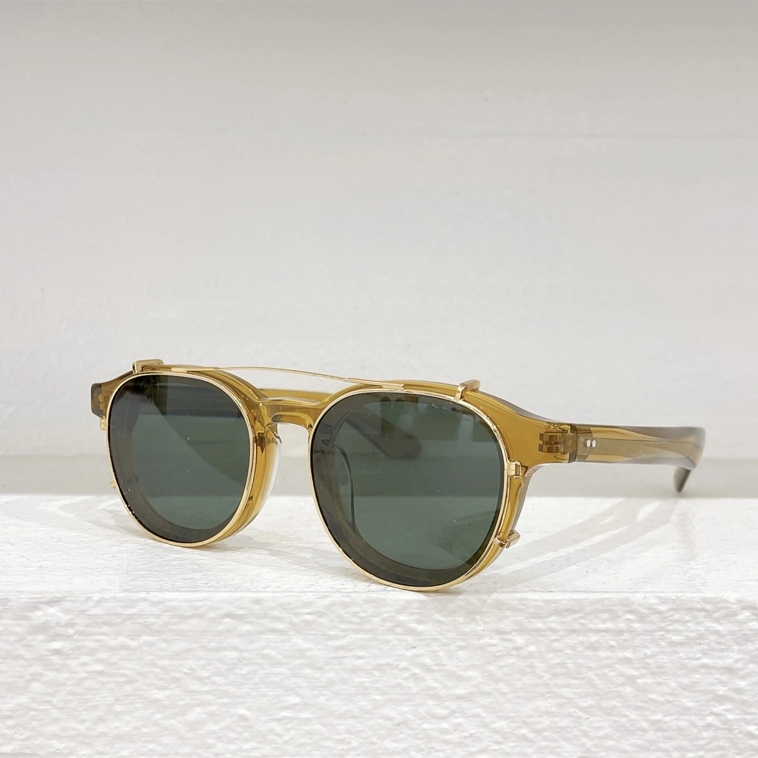 

DAHVEN поляризационные солнцезащитные очки на клипсе, дизайнерский бренд UV400, винтажные градиентные мужские и женские круглые оптические солнцезащитные очки по рецепту