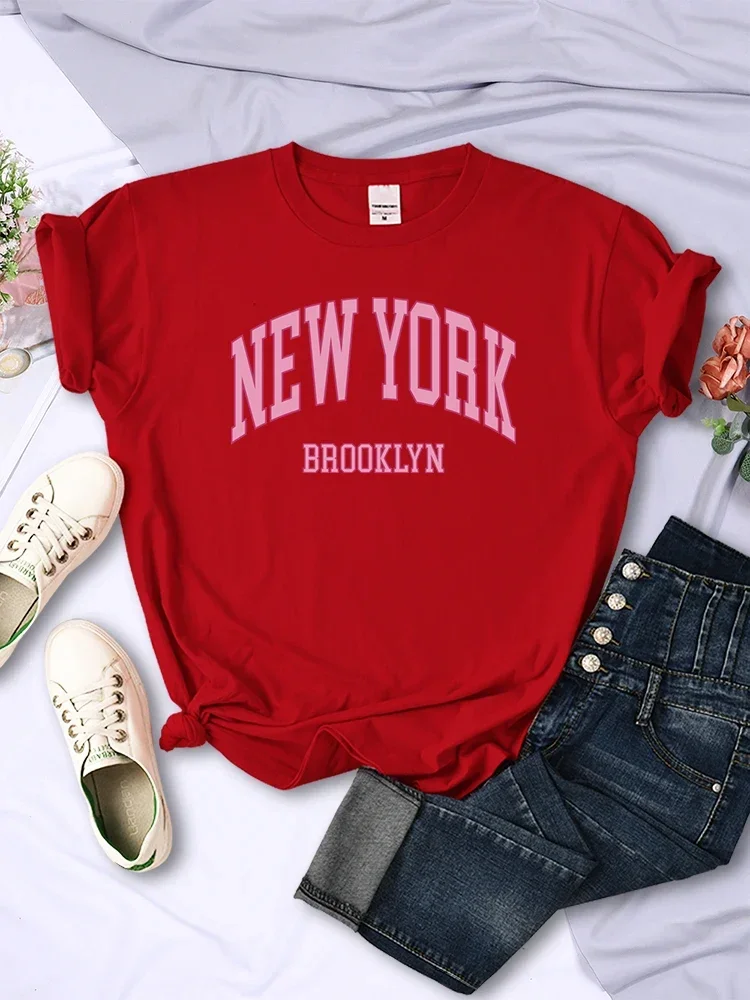 Camiseta con estampado de Brooklyn de Nueva York para mujer, ropa Vintage, camisetas transpirables de manga corta, camisetas informales de moda para mujer