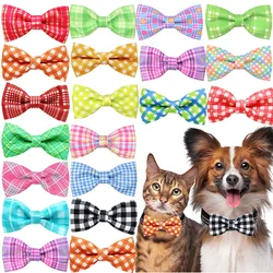 10PCS Flower-Collar Slidable Pet Dog Bowties Dogs Collar Accessories Bow Plaid Style Decorate The Dog Collar Pet Products