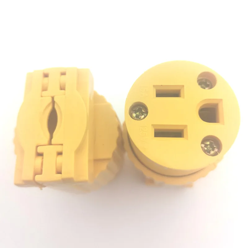 Yellow 15A 125V 5-15P 5-15R 3pole South American assembly wiring plug socket US Standard industrial male female plug