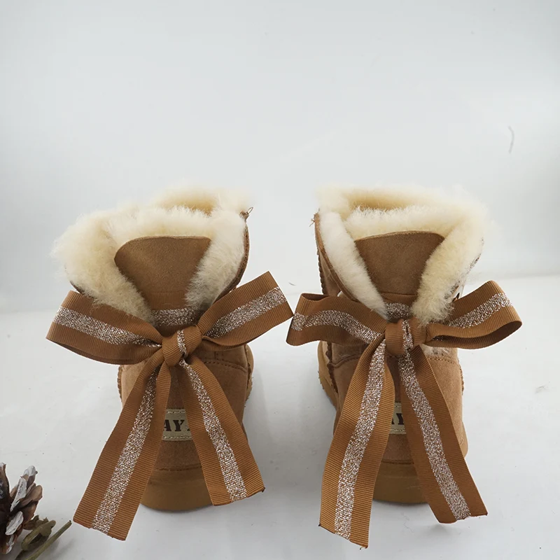 Top Quality 2026 Shoes Women Snow Boots Solid Color Real Wool Winter Warm Boots Genuine  Natural Fur Non-Slip Women Boots