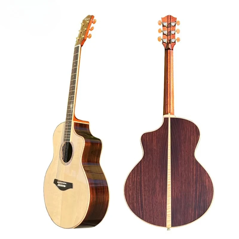 

Custom Handmade Professional Grade Acoustic Guitar All Solid Nomex Double Spruce Top wit Rosewood Body String Instrument