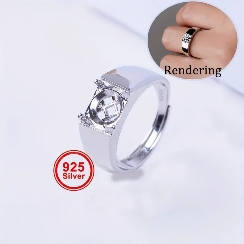 

1pc 0.5-3 Carat Minimalist Men's Ring Setting With Bottom Hollow Design, Suitable For Ring Making