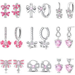 Romantic Sweet 925 Sterling Silver Princess Powder Bow Element Original Sesign Fit For Wedding Parties Exquisite Jewelry Gifts