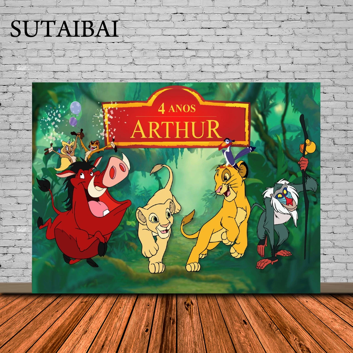 

Custom Background Disney The Lion King Simba Birthday Party Decorations Backdrops Children's Decoration Wedding Photozone Wall