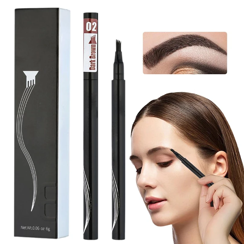 Microblading Eyebrow Tattoo Pen Waterproof 4 Fork Tip Long Lasting Professional Fine Sketch Enhance Stencil Eye Brows Pencil