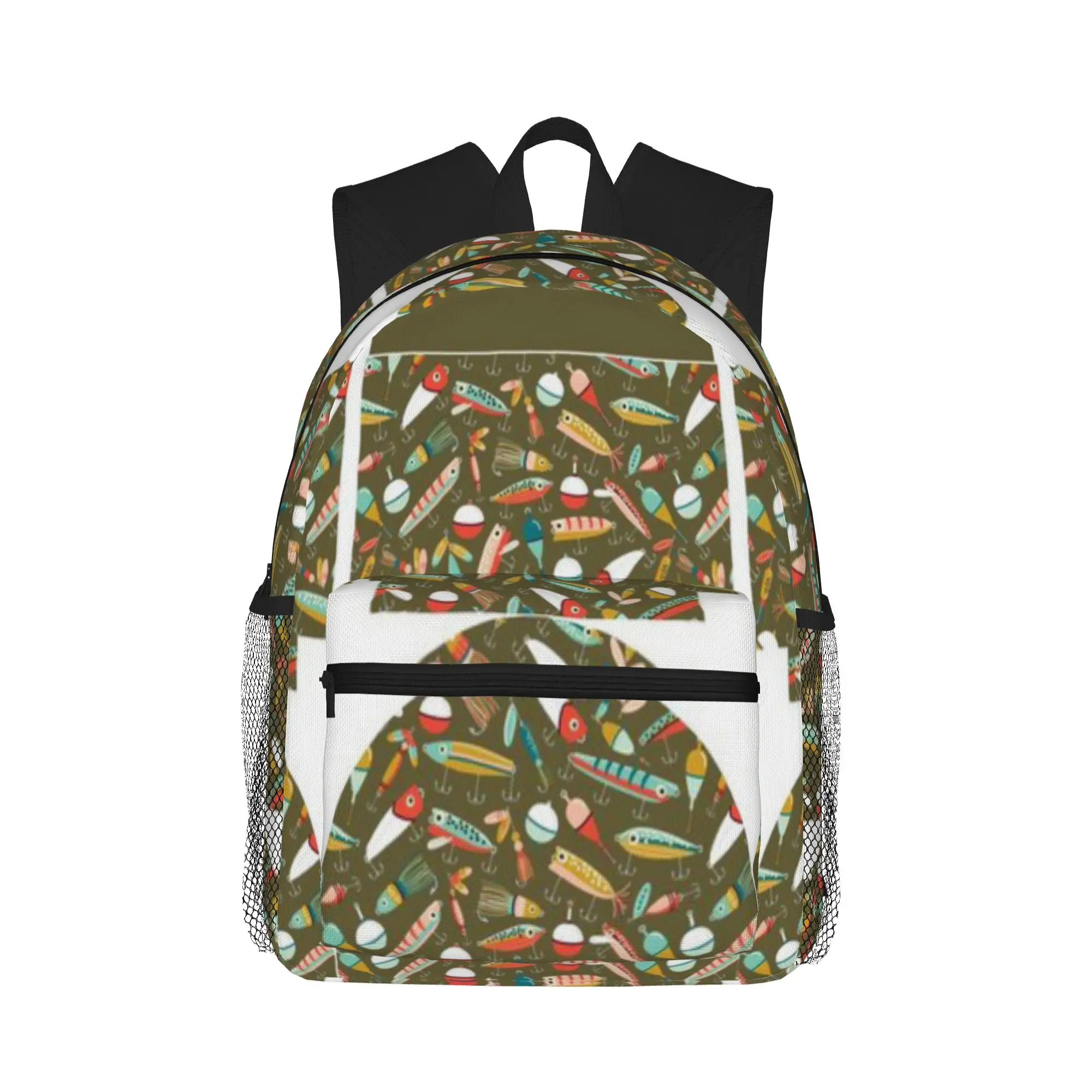 

Fishing Lures Green Casual Backpack for Students and Adults Backpacks