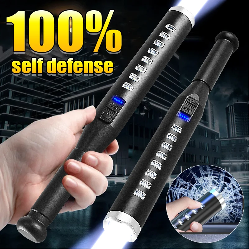 Baseball Bat LED Flashlight Waterproof Baseball Lamp Outdoor Emergency Search Self Rescue Torch Rechargeable Self Defense Light