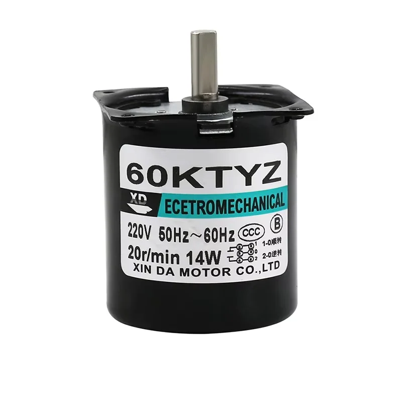 60KTYZ AC Permanent Magnet Synchronous Motor 220V 14W 2.5rpm-80rpm Miniature Slow Machine Eccentric Shaft Motor