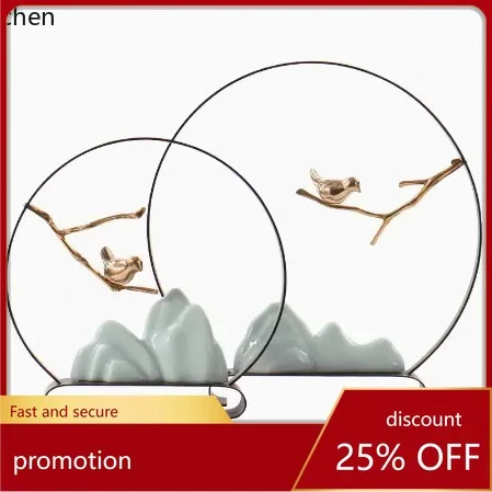 

CZ Iron Art Ceramic Rockery Ornament Modern New Chinese Style Restaurant Bookshelf Entrance Model Room Indoor Decorative Piece
