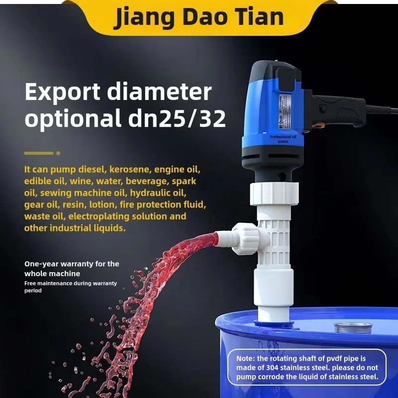 Pompe di trasferimento per pompe a vite tubolari elettriche PVDF da 1800 W 220 V per tamburo di olio modulare corrosivo per liquidi moderatamente corrosivi