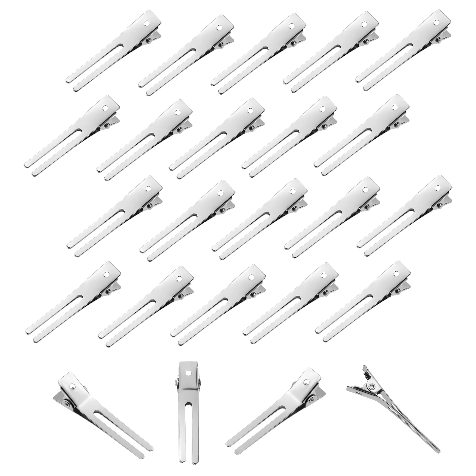 

50pcs Double Prong Metal Alligator Clips Smooth Styling Salon Use Hair Accessories Curl Holders Rollers
