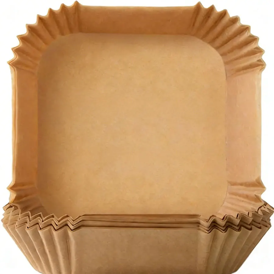 50Pcs 8 Inch Square Air Fryer Paper Liners, Disposable Non-Stick Parchment Paper for Air Fryer Baking & Microwave - Detail 1