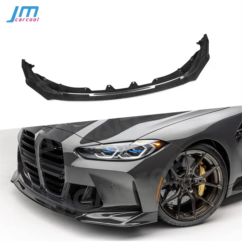 Dry Carbon Fiber Car Front Bumper Splitter Lip Spoilers for BMW 3 4 Series G80 G82 G83 M3 M4 Competition 2020+ Add on V style