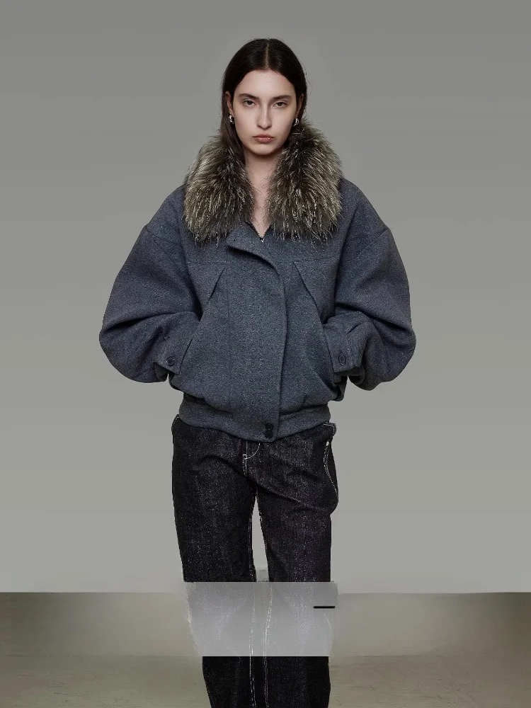 

Unspoken Women's ort Thiened Cotton Jaet with Fur Collar Loose Fit Windproof Spring Autumn Winter Outerwear