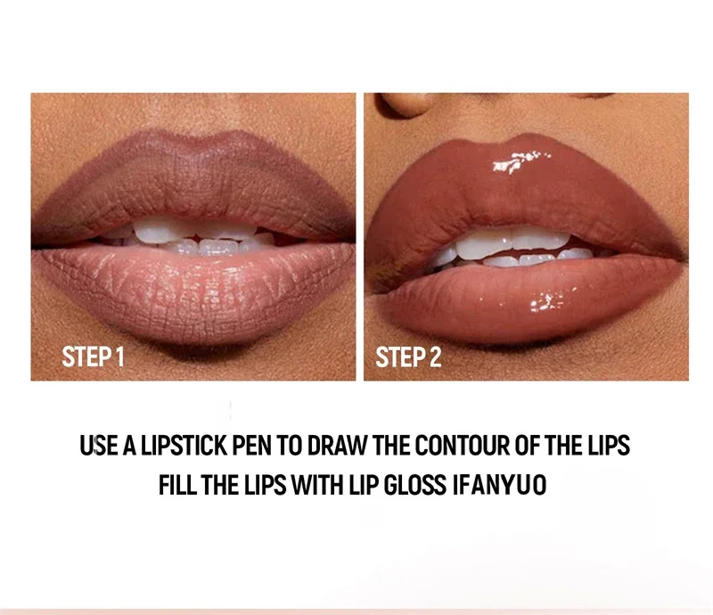 2-in-1 Konischer Gradient-Lipliner-Stift in Nude-Braun, Spiegelglas-Lipgloss, Matter Lippenkonturenstift, Wasserfester Lippenkonturenstift, Nicht klebendes Make-up – Detail 4