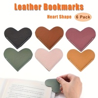6PCS Set of Faux Leather Heart-shaped Bookmarks,book Accessories for Book Lovers,and Cute Handmade Reading Gifts for Book Lovers