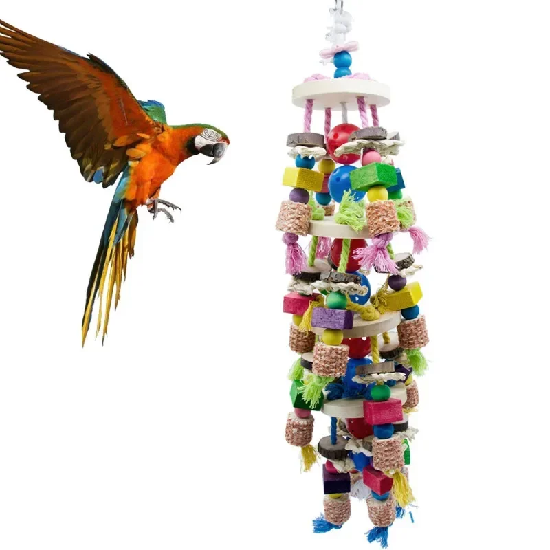 A 1PCS Bird Toys Gnawed At Corn Cobs With Colored Wooden Beads Suitable For Destructive Parrot Toys