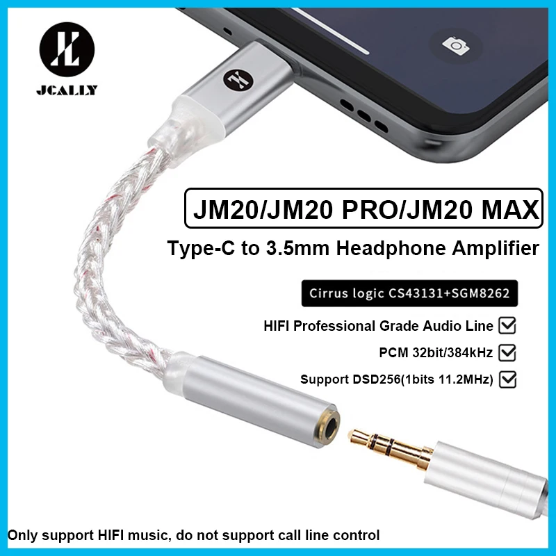 JCALLY JM20/JM20 PRO/JM20 MAX adaptador de auriculares para Android Windows MacOS 3,5mm decodificador de Audio Digital auricular decodificador DAC