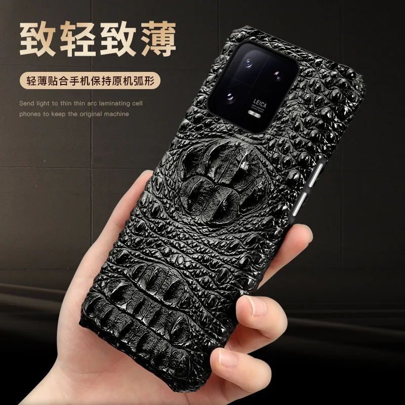 

Hot Sales New Veneer Genuine Leather Luxury 3d Crocodile Head Phone Case For Xiaomi Mi 13 12 12s 11 Pro Ultra Cover Cases